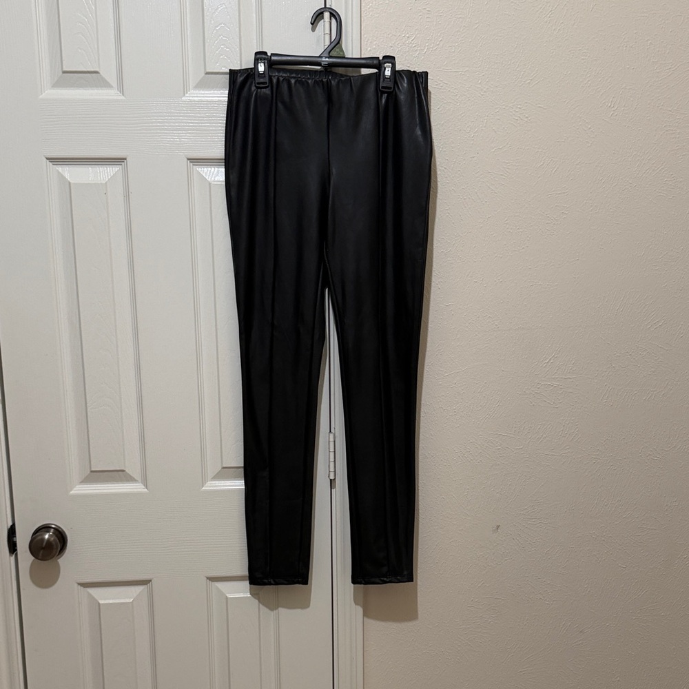 Haute Monde Black Faux Leather Pants